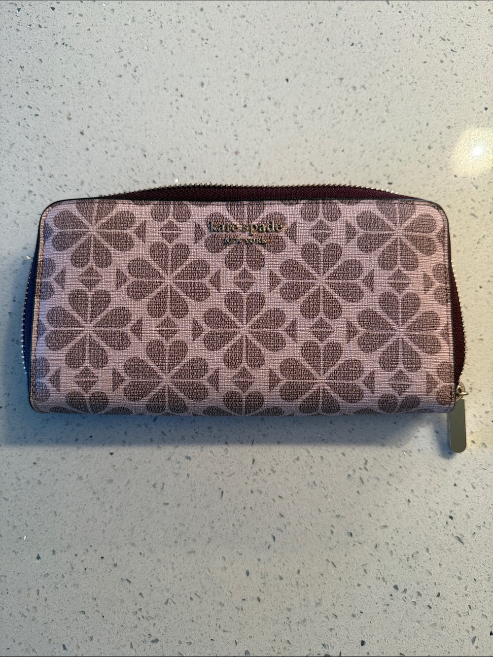 kate spade Pink and Brown Floral Zip-Around Wallet
